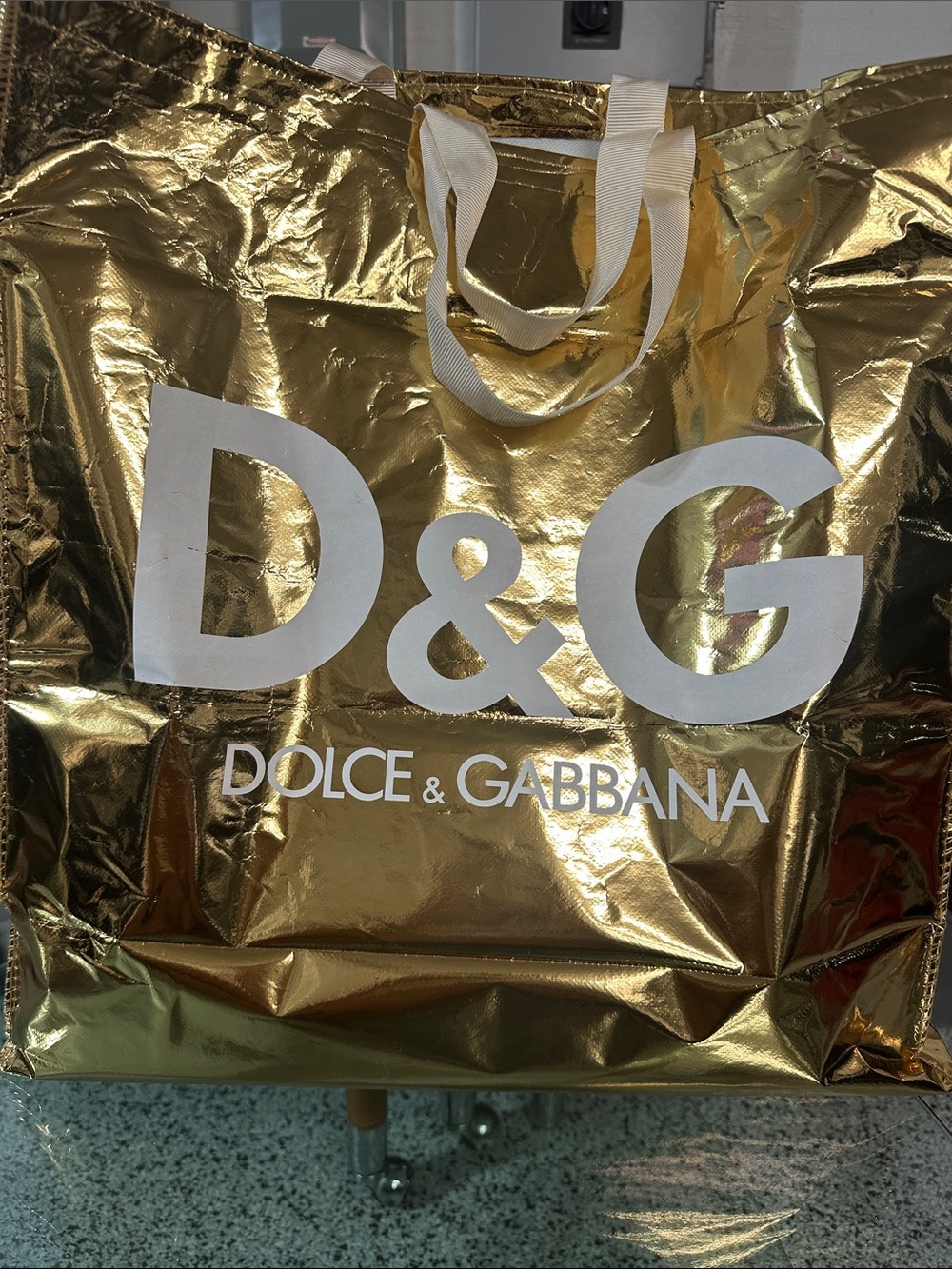 Vintage Dolce & Gabbana D&G Metallic Gold Promotional Shopping Tote